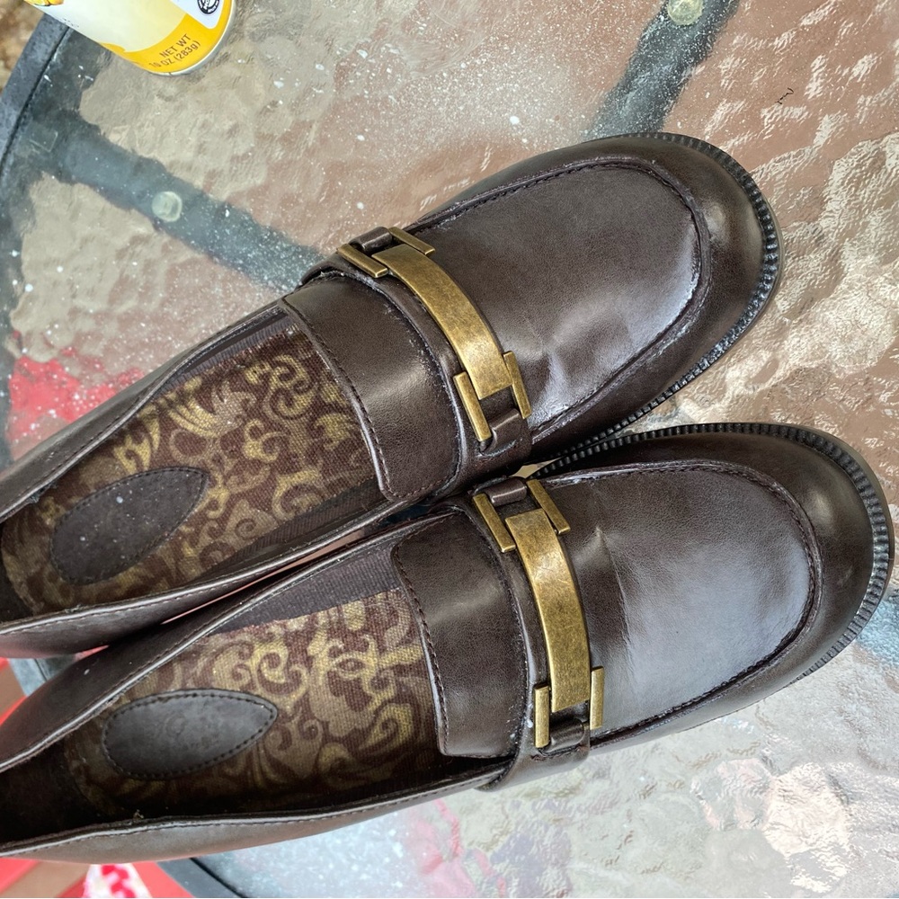 So Wear It Declare It Brown Loafers with Gold Accent